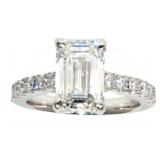 14k Gold 3.69 ct Emerald Cut VS2 Lab Diamond Ring