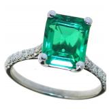 14kt Gold 3.29 ct Emerald & Diamond Ring