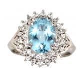 Platinum 2.09 ct Aquamarine & Diamond Ring