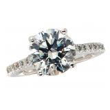 14k Gold 2.75 ct Round Brilliant Lab Diamond Ring