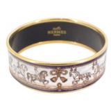 Hermes Horse & Carriage Enamel Bangle Bracelet