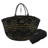 Dolce&Gabbana Black Lace Straw Handbag