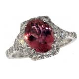 14k Gold 2.28 ct Oval Tourmaline & Diamond Ring