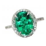 14k Gold 3.49 ct Oval Emerald & Diamond Ring
