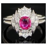 Platinum 1.27 ct GIA Ruby & Diamond Ring