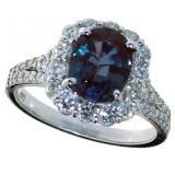 14kt Gold 3.16 ct Oval Alexandrite & Diamond Ring