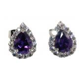 Beautiful Amethyst & White Sapphire Earrings