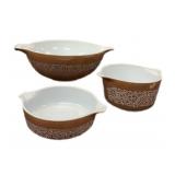 3 Pc Pyrex Woodland Bowls