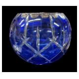 5.7 ï¿½ Bohemian Cobalt Blue Cut to Clear Vase