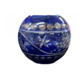 4.5 ï¿½ Bohemian Cobalt Blue Cut To Clear Rose Bowl