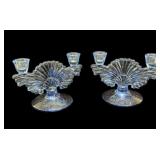 Paden City Blue Double Candle Holders