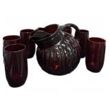 Ruby Tilt Ball Pitcher wï¿½ 6 Glasses