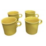 (4) Yellow Fiesta Coffee Mugs