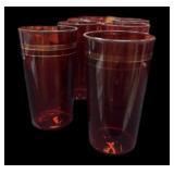 (8) Gold Trim Ruby Glasses