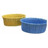 (2) Blue & Yellow Dishes