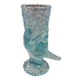 Blue Cornucopia Vase Held By Hand