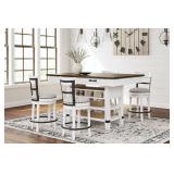 Ashley D546 Valebeck Storage Island & 4 Bar Stools