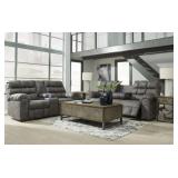 ASHLEY DERWIN CONCRETE RECLINING SOFA  & LOVE SEAT