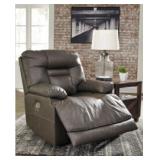 ASHLEY WURSTROW SMOKE LEATHER POWER RECLINER