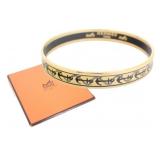 Hermes Gold & Black Enamel Anchor Bangle Bracelet