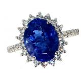 14k Gold 5.07 ct Oval Tanzanite & Diamond Ring