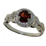 Round Natural Garnet & Diamond Ring