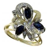 14kt Gold Natural Sapphire & Diamond Ring