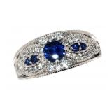 Elegant Blue & White Sapphire Dinner Ring