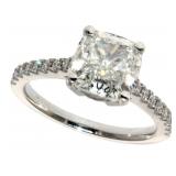 14k Gold 3.23 ct Cushion Lab Diamond Ring