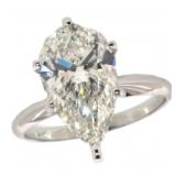 14k Gold 3.12 ct Pear Cut Lab Diamond Ring