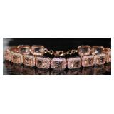 Emerald Cut 25.30 ct Pink Morganite Bracelet