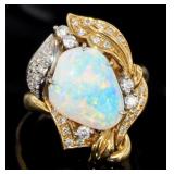 18kt Gold/Platinum 2.58 ct Opal & Diamond Ring