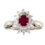Platinum 1.03 ct Natural Ruby & Diamond Ring