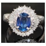 Platinum 2.92 ct Natural Sapphire & Diamond Ring
