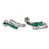 Beautiful Emerald & White Sapphire Earrings