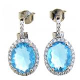 Oval 5.50 ct Blue Topaz French Lock Earrings