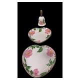 Franciscan Desert Rose Heart Dishes & Bell