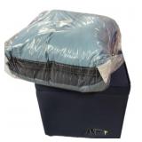 Navy Blue Storage Ottoman (See Damage) wï¿½ 2 Throw