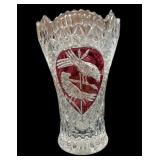 8 ï¿½ Ruby Bird German Hofbauer Lead Crystal Vase