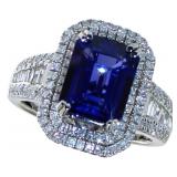 14kt Gold 5.27 ct Radiant Sapphire & Diamond Ring