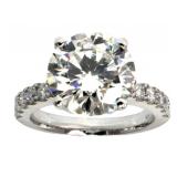 14kt Gold 6.36 ct Round VS Lab Diamond Ring