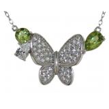 Stunning Natural Peridot Butterfly Necklace