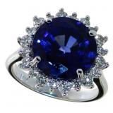 14kt Gold 8.33 ct Round Sapphire & Diamond Ring