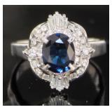 Platinum 1.86 ct Brilliant Sapphire & Diamond Ring