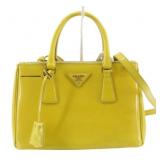 Prada Saffiano Galleria Lime 2-Way Handbag