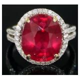 14kt Gold 10.97 ct Oval Ruby & Diamond Ring