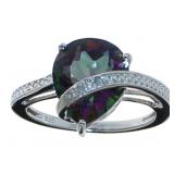 Pear Cut 3.61 ct Mystic Topaz & Diamond Ring