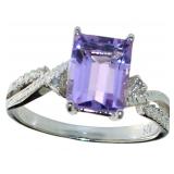 Emerald Cut 2.15 ct Amethyst & Diamond Ring