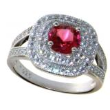 Cushion Cut 2.41 ct Ruby & White Topaz Ring