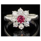 Platinum 1.30 ct Natural Ruby & VS Diamond Ring